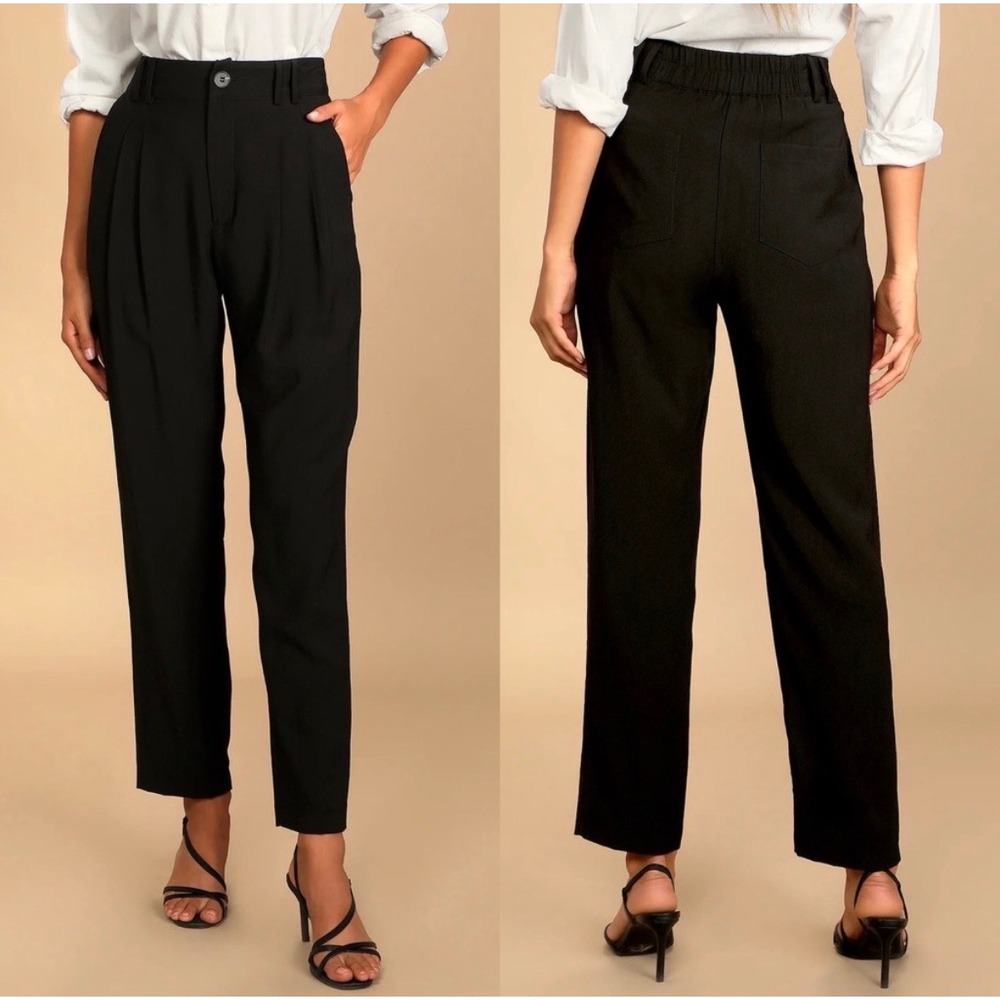 Lulus Strictly Business Black High Waisted Trouser Pants Size Small